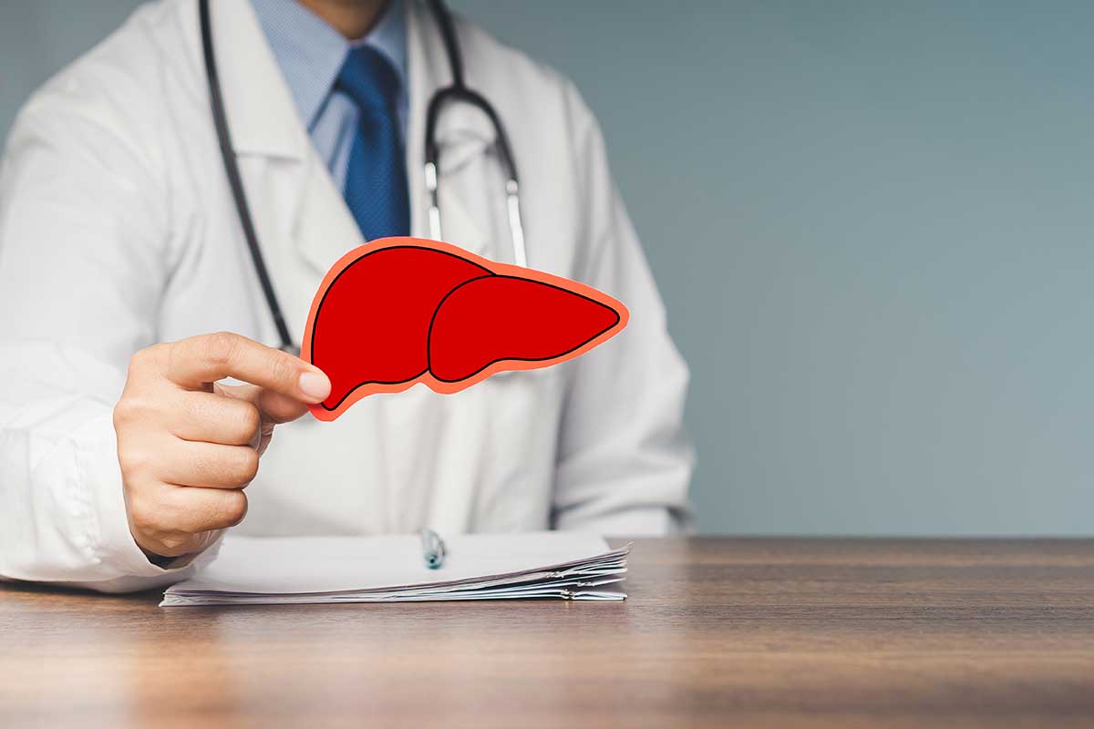 Doctor demonstrating Adderall liver damage